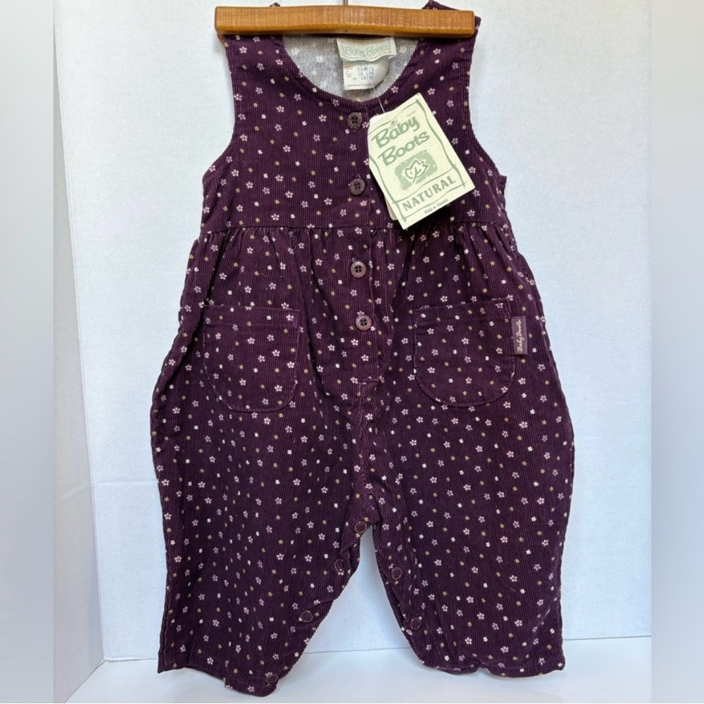 Vintage Baby Boots Corduroy Floral Overalls NWT Made in Canada Size 16 lbs